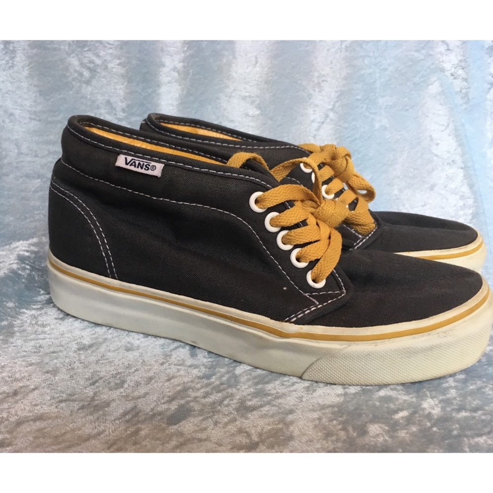 Vans Blue And Yellow High Tops with Yellow Laces